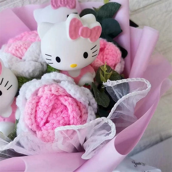Planet Gates Hello Kitty Cartoon Plush Bouquet  Anime  Rose Soap Flowers  Doll Home Wedding Decoration Christmas Valentine's Day Gift