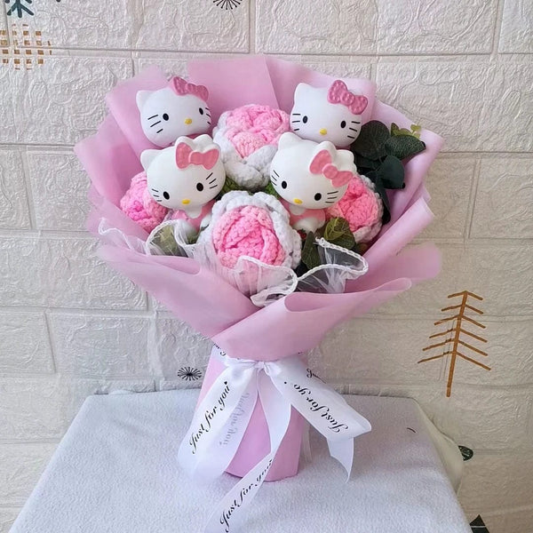 Planet Gates Hello Kitty Cartoon Plush Bouquet  Anime  Rose Soap Flowers  Doll Home Wedding Decoration Christmas Valentine's Day Gift