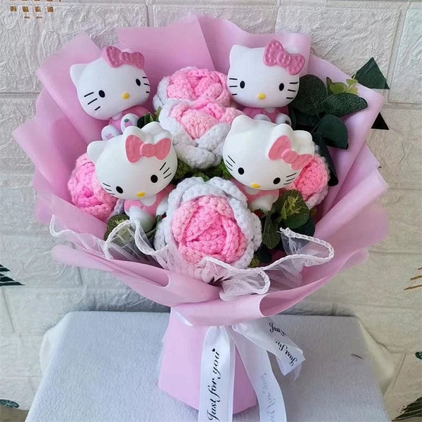 Planet Gates Hello Kitty Cartoon Plush Bouquet  Anime  Rose Soap Flowers  Doll Home Wedding Decoration Christmas Valentine's Day Gift