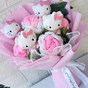 Planet Gates Hello Kitty Cartoon Plush Bouquet  Anime  Rose Soap Flowers  Doll Home Wedding Decoration Christmas Valentine's Day Gift