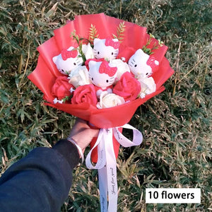 Planet Gates Hello Kitty Cartoon Plush Bouquet  Anime  Rose Soap Flowers  Doll Home Wedding Decoration Christmas Valentine's Day Gift