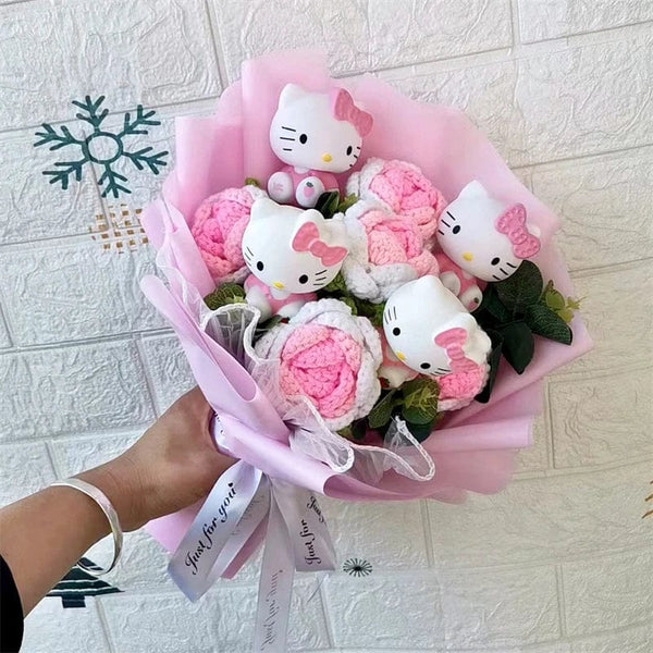 Planet Gates Hello Kitty Cartoon Plush Bouquet  Anime  Rose Soap Flowers  Doll Home Wedding Decoration Christmas Valentine's Day Gift