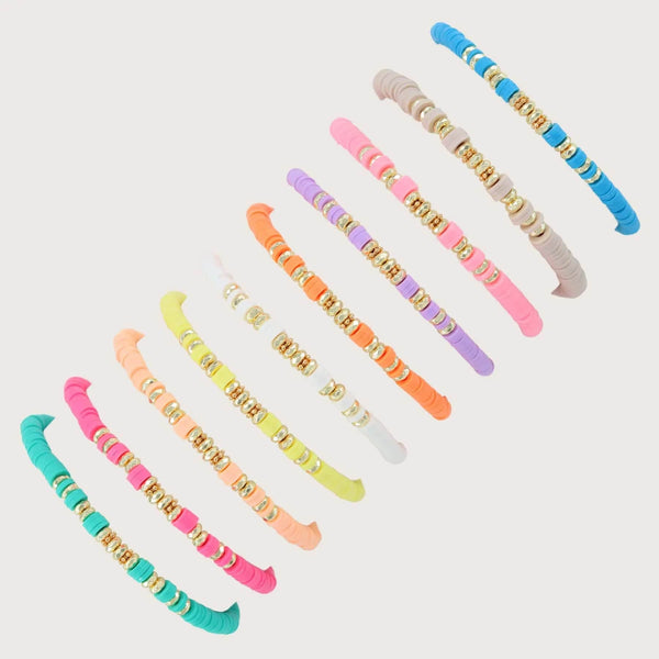 Planet Gates HERLOOK Boho Jewelry Stacking Heishi Bracelets for Women Summer Polymer Clay Beads Bracelet Gold Color Spaced Beads Pulseras