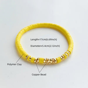 Planet Gates HERLOOK Boho Jewelry Stacking Heishi Bracelets for Women Summer Polymer Clay Beads Bracelet Gold Color Spaced Beads Pulseras