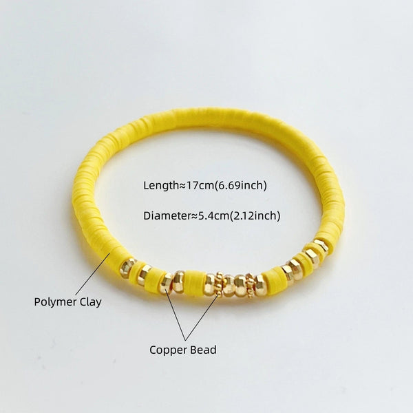 Planet Gates HERLOOK Boho Jewelry Stacking Heishi Bracelets for Women Summer Polymer Clay Beads Bracelet Gold Color Spaced Beads Pulseras