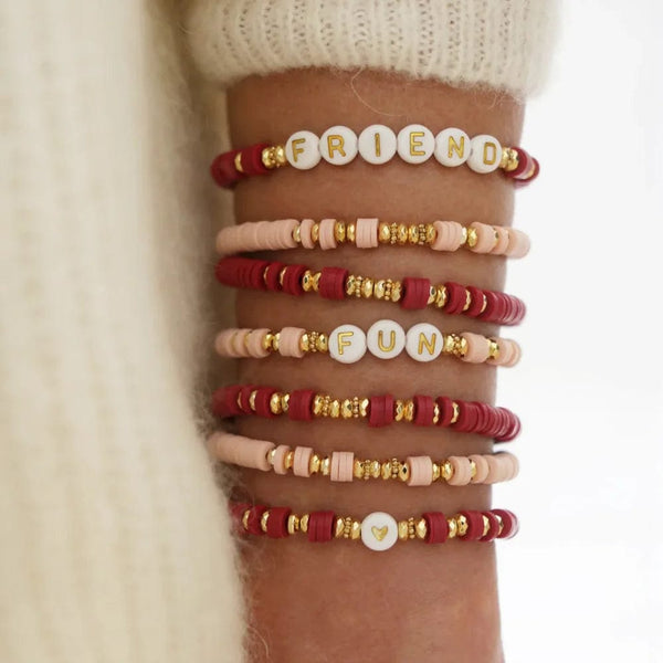 Planet Gates HERLOOK Boho Jewelry Stacking Heishi Bracelets for Women Summer Polymer Clay Beads Bracelet Gold Color Spaced Beads Pulseras