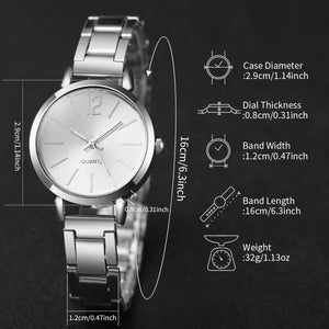 Planet Gates HH10061 6PCS/Set Fashion Women's Quartz Watch Stainless Steel Band Wrist Watches Diamond Jewelry Set(Without Box)