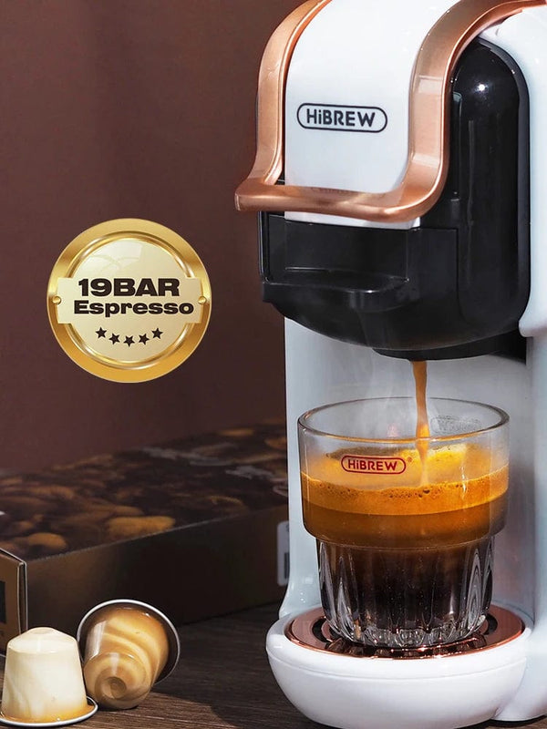 Planet Gates HiBREW Multiple Capsule Coffee Machine, Hot/Cold Dolce Gusto Milk Nespresso Capsule ESE Pod Ground Coffee Cafeteria 19Bar 5 in 1