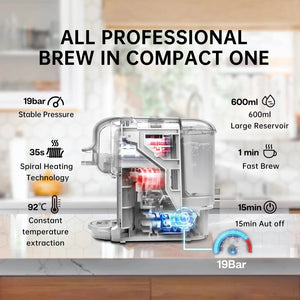 Planet Gates HiBREW Multiple Capsule Coffee Machine, Hot/Cold Dolce Gusto Milk Nespresso Capsule ESE Pod Ground Coffee Cafeteria 19Bar 5 in 1