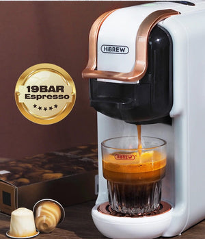 Planet Gates HiBREW Multiple Capsule Coffee Machine, Hot/Cold Dolce Gusto Milk Nespresso Capsule ESE Pod Ground Coffee Cafeteria 19Bar 5 in 1