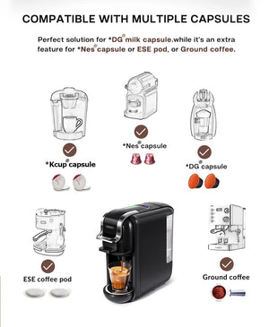 Planet Gates HiBREW Multiple Capsule Coffee Machine, Hot/Cold Dolce Gusto Milk Nespresso Capsule ESE Pod Ground Coffee Cafeteria 19Bar 5 in 1