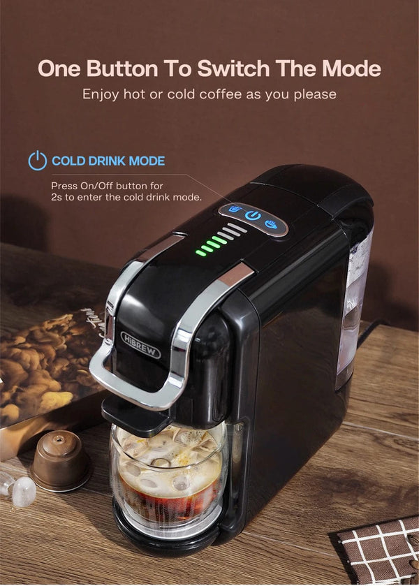 Planet Gates HiBREW Multiple Capsule Coffee Machine, Hot/Cold Dolce Gusto Milk Nespresso Capsule ESE Pod Ground Coffee Cafeteria 19Bar 5 in 1