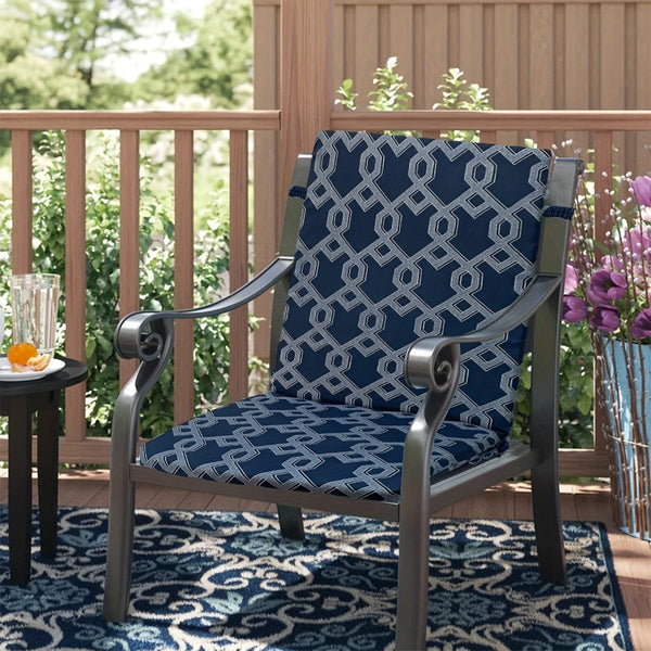 Planet Gates High Back Cushions for Outdoor Patio Rocking Chair Seasonal Replacement with Elastic Back Random Geometry Patterns Home Decor Chair Cushion