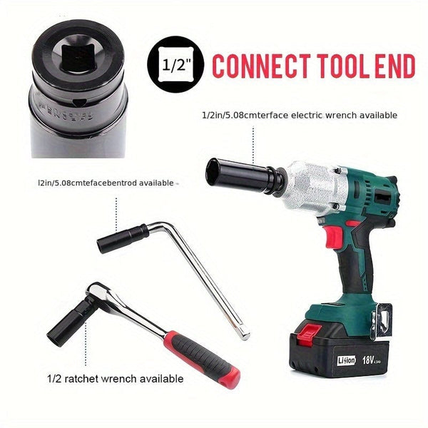 Planet Gates High-carbon Steel 10pcs Set 1/2 Inch 8-24mm Electric Long Socket Wrench Tool Socket Wrench Adapter Hand Tool Car Home Industrial Repair Tool Socket Kit