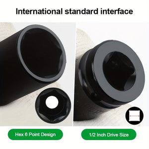 Planet Gates High-carbon Steel 10pcs Set 1/2 Inch 8-24mm Electric Long Socket Wrench Tool Socket Wrench Adapter Hand Tool Car Home Industrial Repair Tool Socket Kit