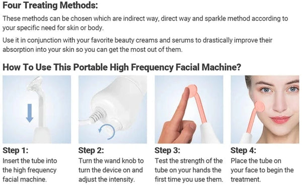 Planet Gates High Frequency Skin Therapy Wand Machine Portable Handheld for Acne Massage Skin Rejuvenation Tightening Wrinkle Reducing Tool