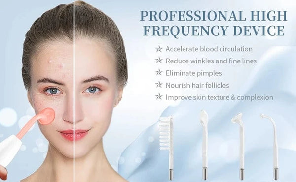 Planet Gates High Frequency Skin Therapy Wand Machine Portable Handheld for Acne Massage Skin Rejuvenation Tightening Wrinkle Reducing Tool