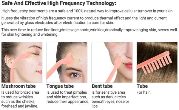 Planet Gates High Frequency Skin Therapy Wand Machine Portable Handheld for Acne Massage Skin Rejuvenation Tightening Wrinkle Reducing Tool