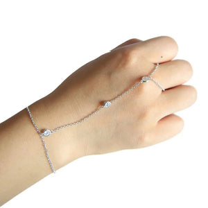 Planet Gates High quality 925 sterling silver gold color micro pave cz station charm chain bracelet with ring fashion wrist jewelry for women