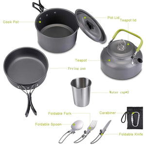Planet Gates High Quality Aluminium Camping Pot Set Hiking Backpacking Cookware Outdoor Camping Cooking Cookware Set