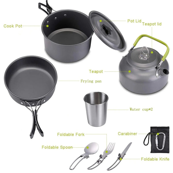 Planet Gates High Quality Aluminium Camping Pot Set Hiking Backpacking Cookware Outdoor Camping Cooking Cookware Set