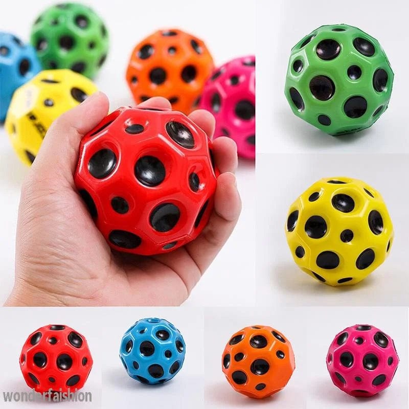 Planet Gates High Resilience Hole Ball Soft Bouncy Ball Anti-fall Moon Shape Porous Bouncy Ball Kids Indoor Outdoor Game Toy Ergonomic Design