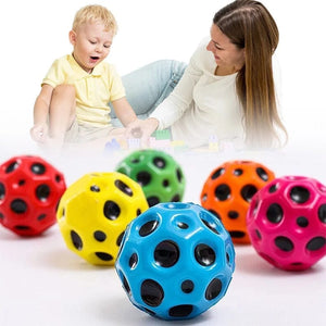 Planet Gates High Resilience Hole Ball Soft Bouncy Ball Anti-fall Moon Shape Porous Bouncy Ball Kids Indoor Outdoor Game Toy Ergonomic Design