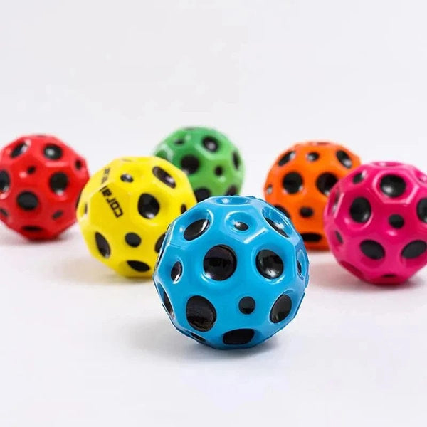 Planet Gates High Resilience Hole Ball Soft Bouncy Ball Anti-fall Moon Shape Porous Bouncy Ball Kids Outdoor Sport Toy Ergonomic Squeeze Ball
