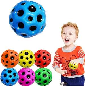 Planet Gates High Resilience Hole Ball Soft Bouncy Ball Anti-fall Moon Shape Porous Bouncy Ball Kids Outdoor Sport Toy Ergonomic Squeeze Ball