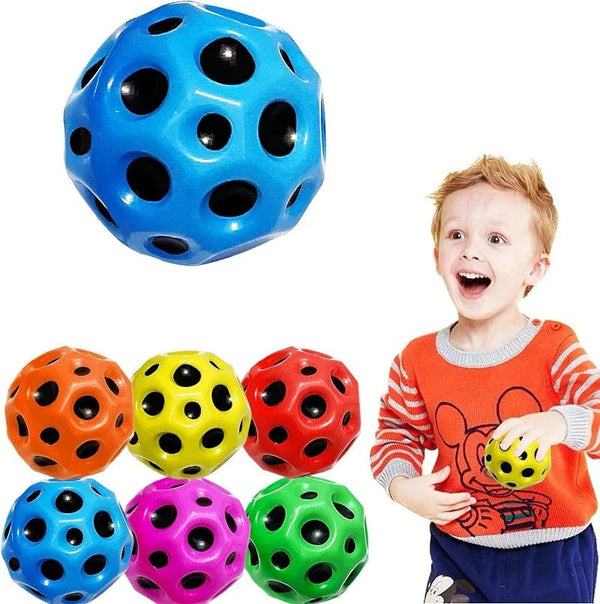 Planet Gates High Resilience Hole Ball Soft Bouncy Ball Anti-fall Moon Shape Porous Bouncy Ball Kids Outdoor Sport Toy Ergonomic Squeeze Ball