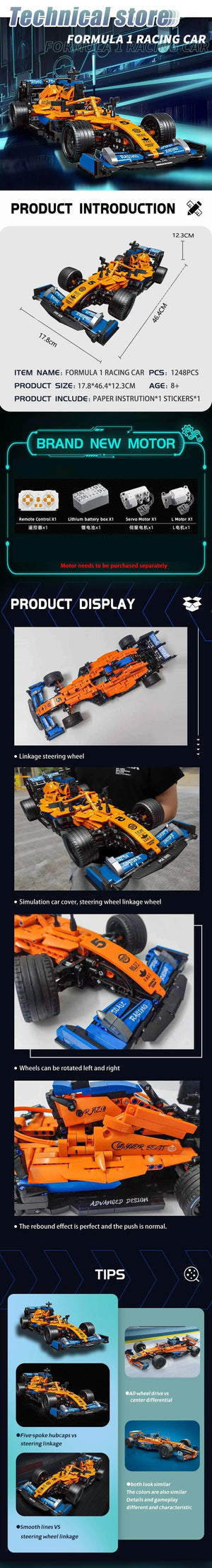 Planet Gates High-tech Building Blocks F1 Formula 1 Remote Control Super Racing Car Moc Bricks RC Technical Model Toy Creative Expert 1089pcs