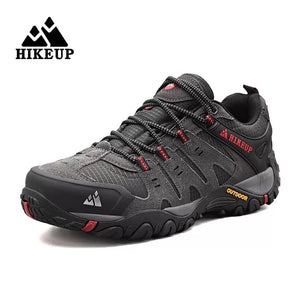 Planet Gates HIKEUP Men's Hiking Shoes Suede Leather Outdoor Shoes Wear-resistant Men Trekking Walking Hunting Tactical Sneakers