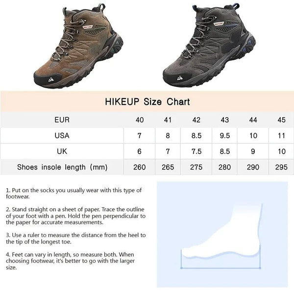 Planet Gates HIKEUP Winter Boot Men Outdoor Hiking Boots Suede High Top Trekking Men Shoes Rainproof Tactical Combat Military Boots