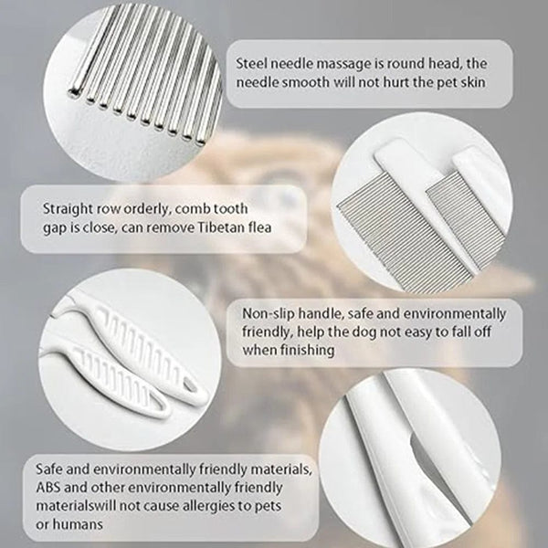 Planet Gates Home Pet Animal Care Comb Protect Flea Comb for Cat Dog Pet Stainless Steel Comfort Flea Hair Grooming Cleaning Tool Pet Product