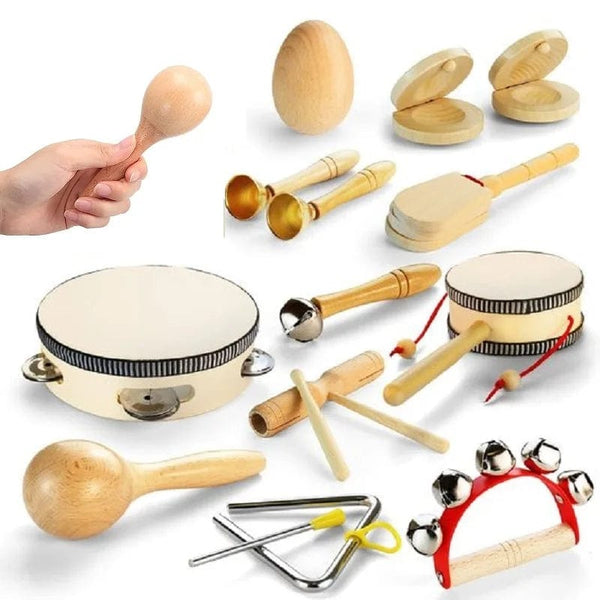 Planet Gates Horn Baby Musical Toys for Toddlers 1-3 Kids'Drum Wooden Percussion Toys Wood Shakers Rattles Educational Learning Toys 6 12 Months