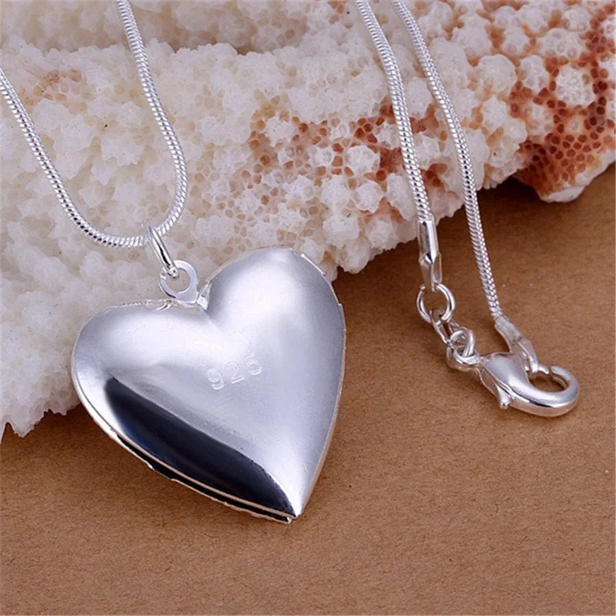 Planet Gates 50cm Hot 925 Sterling Silver Photo Frame Pendant Necklace 18/20/22/24 Inch Snake Chain For Woman Charm Wedding Fashion Jewelry