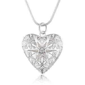 Planet Gates Hot 925 Sterling Silver Photo Frame Pendant Necklace 18/20/22/24 Inch Snake Chain For Woman Charm Wedding Fashion Jewelry