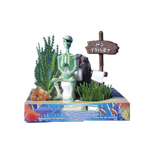 Planet Gates Hot Aquarium Decoration Skeleton on Toilet Fish Tank Ornament Decor for Aquarium Tank WJ07