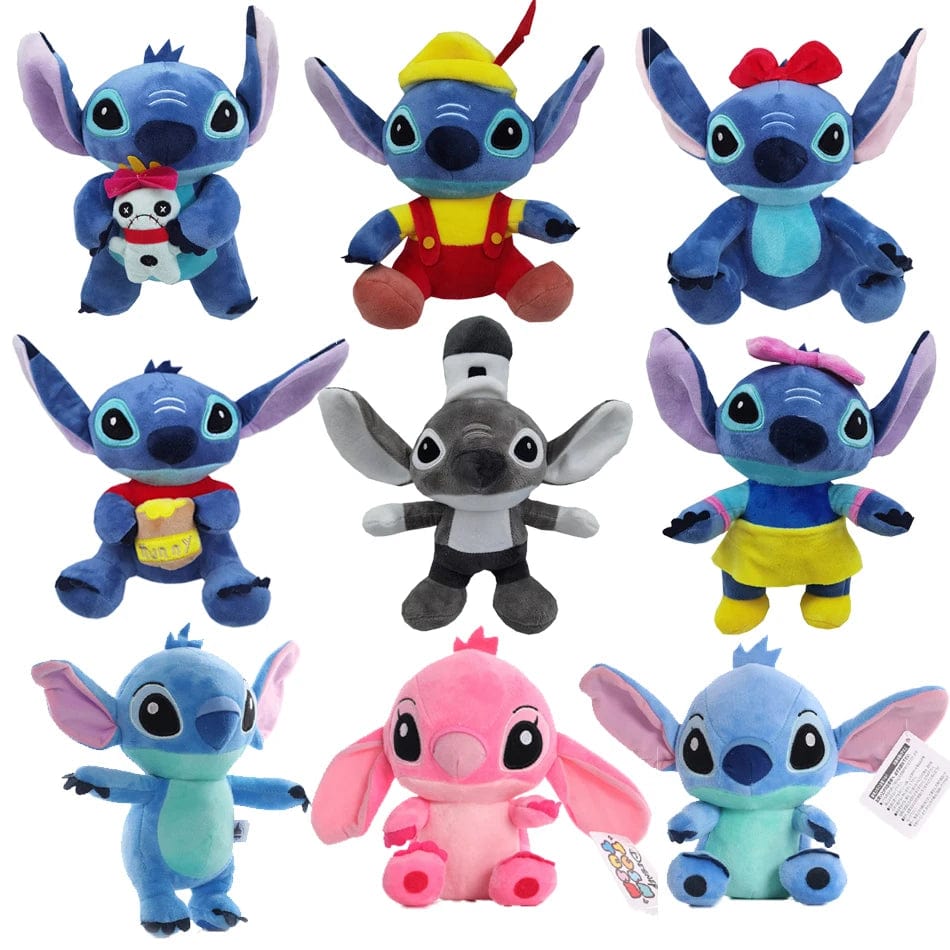 Planet Gates 2pcs Hot Cartoon Blue Pink Stitch Plush Figure Anime Toy Lilo and Stitch 20cm Stitch Plush Sewing Toy Kids School Bag Birthday Gift