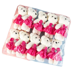 Planet Gates Hot Pink 10Pcs/Lot Bear Stuffed Plush Toy Mini Bear  Toy Keychain Bag Pendant Wedding Decoration Kids Birthday Party Gifts