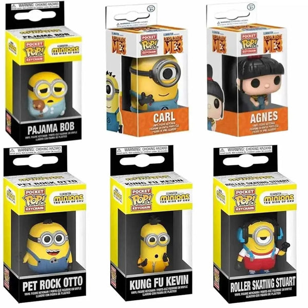 Planet Gates Hot POP Keychain Despicable Minions Me CARL Pajama Bob KUNG FU KEVIN ROCK OTTO Keychain Toys Digital Bag Children's Gifts Toys