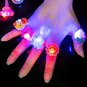 Planet Gates HOT SALE 10/5Pcs Cartoon LED Luminous Finger Rings Shine In The Dark Light Toys for kids Girl Birthday Party Favors Gifts