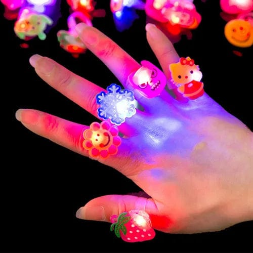 Planet Gates HOT SALE 10/5Pcs Cartoon LED Luminous Finger Rings Shine In The Dark Light Toys for kids Girl Birthday Party Favors Gifts
