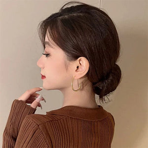Planet Gates Hot Sale 925 Silver Needle Geometric Oval Hoop Earrings For Women Simple Desgin Earrings Party Wedding Jewelry eh2008