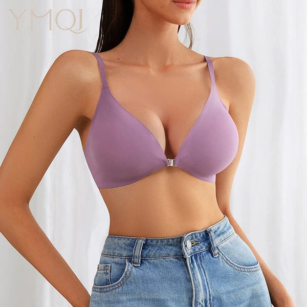 Planet Gates Hot Sale Bra with Front Opening Removeable Water Drop Cup Wireless Laser Cut Bra Brasier Para Mujer Women Seamless Bras