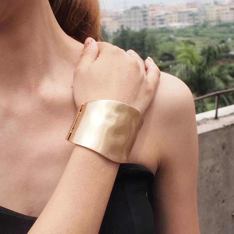 Planet Gates Hot Sale Wide Bangles Minimalist Alloy Gold Color Bracelets For Women Accessories Fashion Jewellery Engagement Party Gift