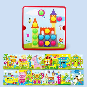 Planet Gates House Set 3D Mushroom Nail Puzzle Jigsaw Toy Montessori Baby Toys Cartoon Animal Puzzles Game Kids Early Educational Toys Children Gifts