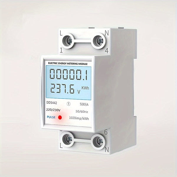 Planet Gates Household Electricity Meter LCD Electricity Meter Single-phase 220V Mini Watt Hour Meter Rail Type Air Conditioning Electricity Meter Intelligent Digital Display Metering