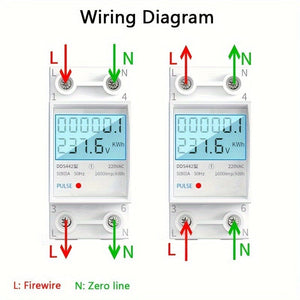 Planet Gates Household Electricity Meter LCD Electricity Meter Single-phase 220V Mini Watt Hour Meter Rail Type Air Conditioning Electricity Meter Intelligent Digital Display Metering