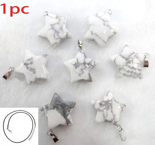Planet Gates Howlite Natural Stone Hexagon Pendant Necklace Crystal Rose Quartz Opal Star for Women Fluorite Lapis Bullet Pendulum Trend Jewelry Gift